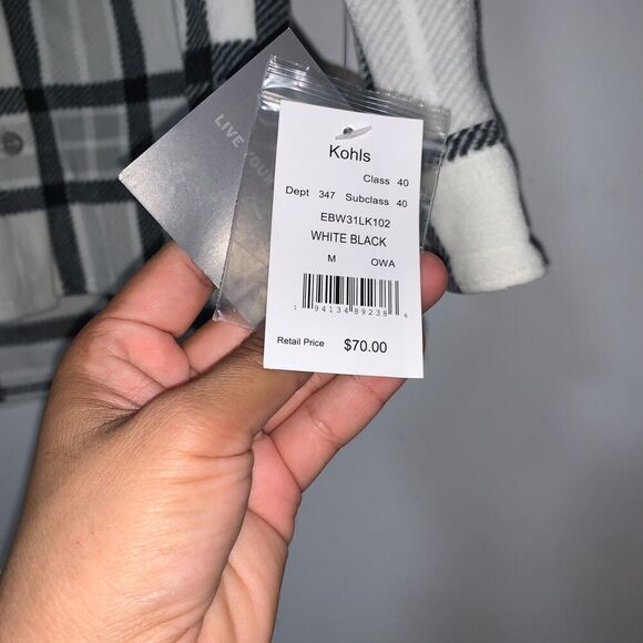 women's soft Eddie Bauer Venture Fleece Button Front Shirt size M Natural Plaid - Picture 3 of 11